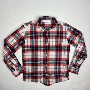 Old Navy Youth XL 14-16 Button Down Plaid Shirt Red White Long Sleeve